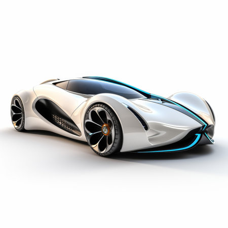 Modern sports car on a white background. 3D render image.の素材