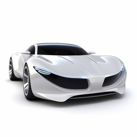 Sports car concept on a white background. 3d render image.の素材
