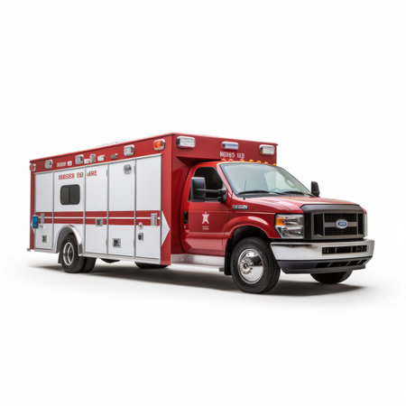 Ambulance car isolated on a white background. 3D illustrationの素材