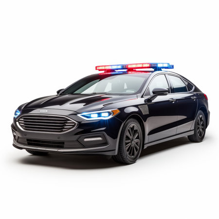 Police car on a white background with a shadow. 3d renderingの素材