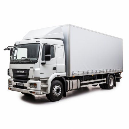 White commercial delivery truck isolated on a white background. 3d renderingの素材