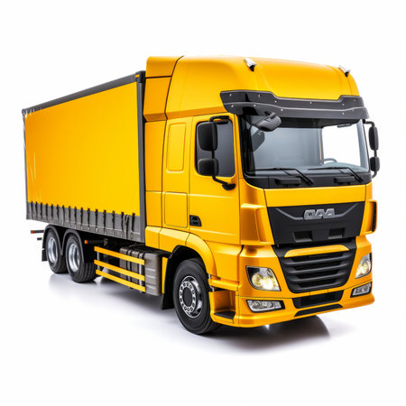 Truck for transportation of bulk cargo on a white background. 3d renderingの素材