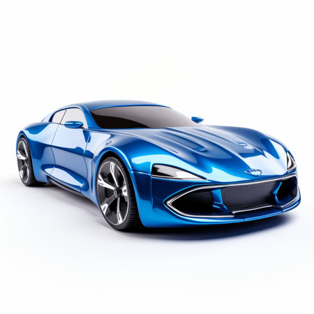 Blue sports car coupe. Side view. 3D rendering.の素材