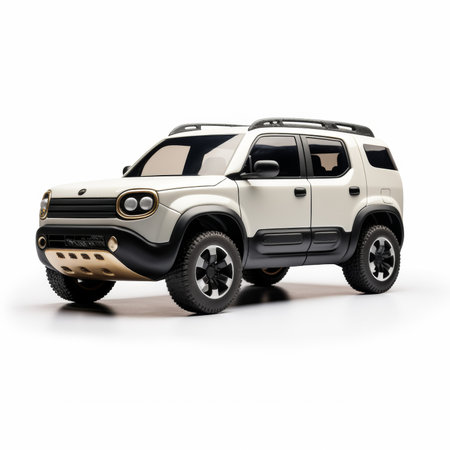 Modern offroad pickup truck on a white background. 3d renderingの素材