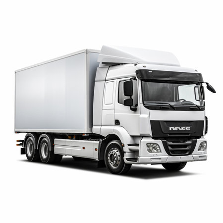 White commercial delivery truck isolated on a white background. 3d renderingの素材