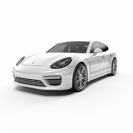 Modern white sports car - front view closeup shot - 3d renderingの素材