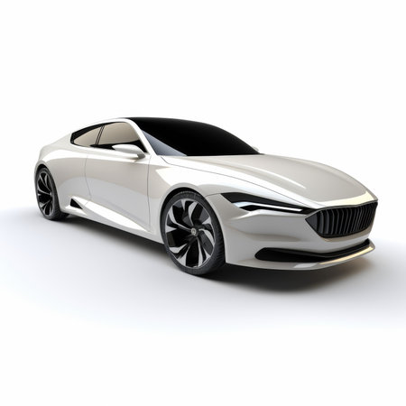 Modern sports car on a white background. 3d render image.の素材