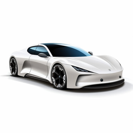 Modern sports car on a white background. 3d rendering with shadowの素材