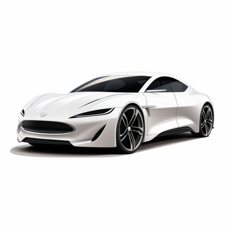 White sports car on a white background. Side view. 3d renderingの素材