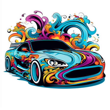 Sport car with abstract colorful background. Vector illustration for your design.の素材