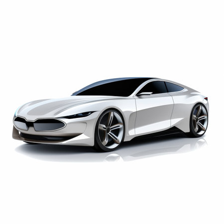 Modern sports car on a white background. 3d render image.の素材