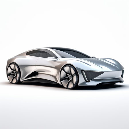 3D rendering of a brand-less generic concept car in studio environmentの素材