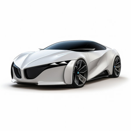 White sports concept car on a white background. 3d render imageの素材