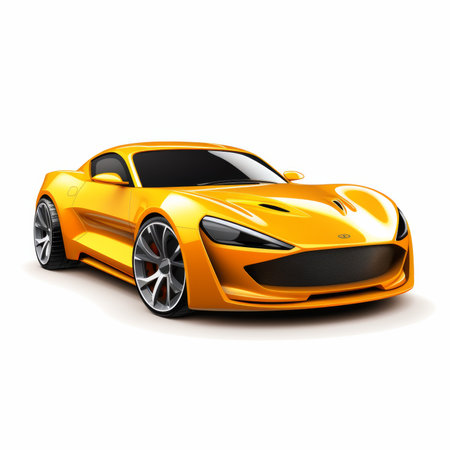 Luxury orange sports car - 3d render on white backgroundの素材