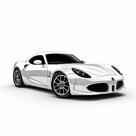 Super sports car white color on a white background. 3d renderingの素材