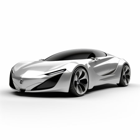 Sports car concept on a white background. 3D render image.の素材