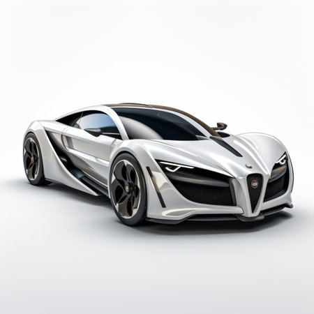 3D rendering of a brand-less generic concept car in studio environmentの素材