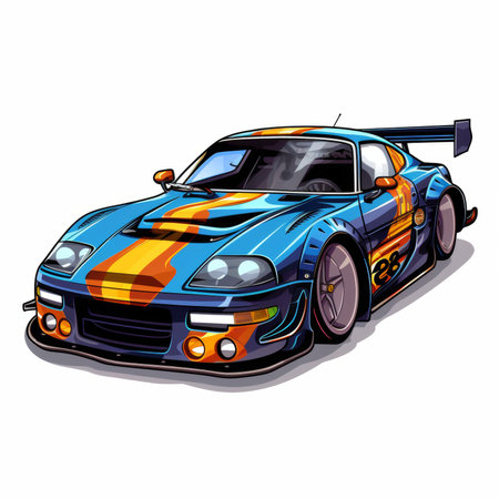 Vector illustration of a sports car on a white background. Side view.の素材