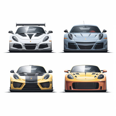 Set of sport cars. Vector illustration isolated on white background. Eps 10.の素材