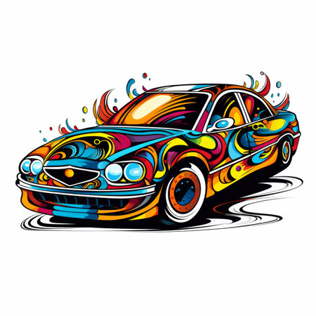 Retro car. Vector illustration for your design. Vector illustration.の素材