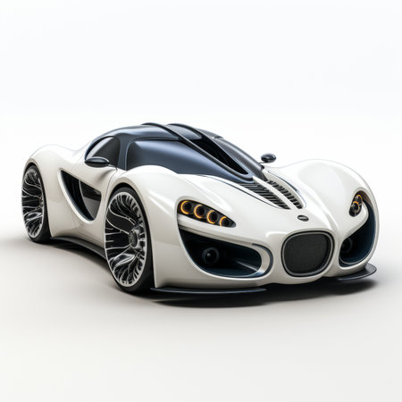 3D rendering of a brand-less generic concept car in studio environmentの素材