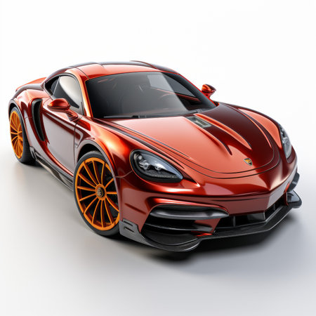 Modern super sports car on a white background with a shadow on the floor. 3d renderingの素材