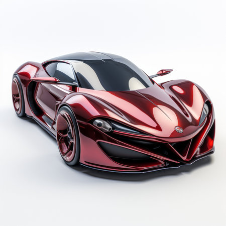 Modern super sports car on a white background. 3d rendering.の素材