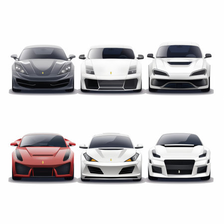 Set of modern sports cars. Vector illustration isolated on white background.の素材