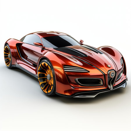 Concept sports car on a light background. 3d rendering.の素材