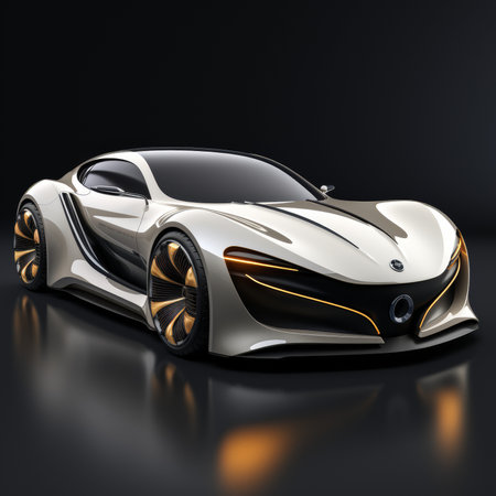 Luxury sports car on a black background. 3d renderingの素材