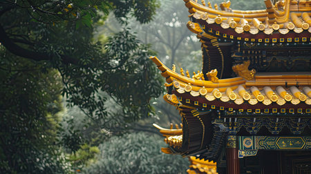 Traditional chinese temple in the forest, Hong Kong, China.の素材