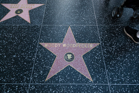 HOLLYWOOD, CALIFORNIA - February 8 2015: Woody Woodpecker's Hollywood Walk of Fame star on February 8, 2015 in Hollywood, CA.のeditorial素材