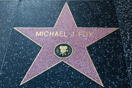 HOLLYWOOD, CALIFORNIA - February 8 2015: Michael J Fox's Hollywood Walk of Fame star on February 8, 2015 in Hollywood, CA.のeditorial素材