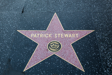 HOLLYWOOD, CALIFORNIA - February 8 2015: Patrick Stewart's Hollywood Walk of Fame star on February 8, 2015 in Hollywood, CA.のeditorial素材