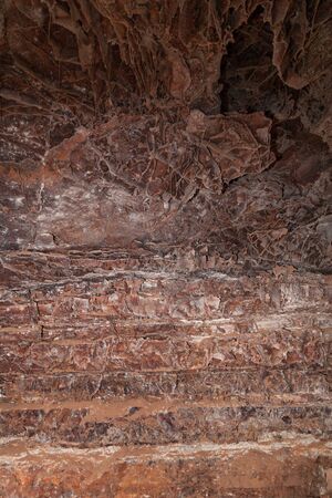 Detailed box work ceiling formations in brown and white at Wind Cave National Park, South Dakota.の写真素材