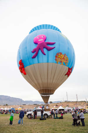Albuquerque,  New Mexico / USA - October 8, 2014:  An ocean themed balloon prepares to take off among the large crowds at the Balloon Fiesta in Albuquerque, NM.のeditorial素材