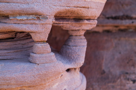 Ancient sediment rock eroded by time and weather into unique sculptures that decorate the landscape in the Kolob Terrace area of Zion National Park, Utah.の写真素材