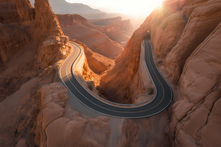 Road in Valley of Fire State Park, Nevada, USA. 3d renderingの素材
