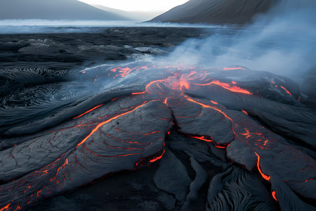 Volcanic eruption at Kamchatka peninsula, Russia. 3D renderingの素材