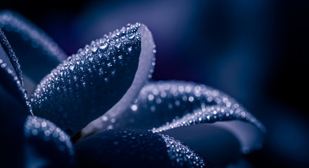 Plant leaf texture with water droplets, macro photography of leaf, tiny drops on leafの素材