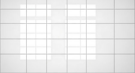 Shiny square wall background surface texture. Abstract seamless wall with grid line. Glossy and clean tiled backdrop pattern.の素材
