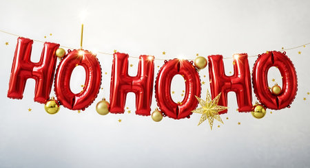 Hohoho balloons garland ornaments holiday decor backgroundの素材