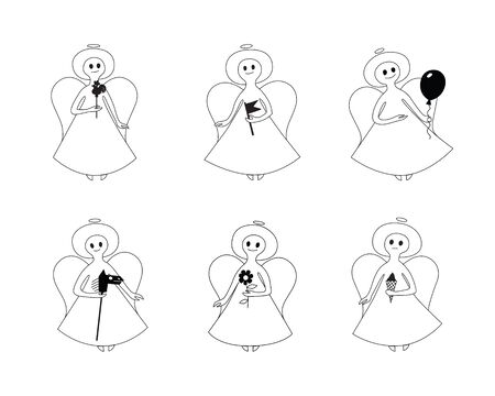 Set of stylized angelsのイラスト素材