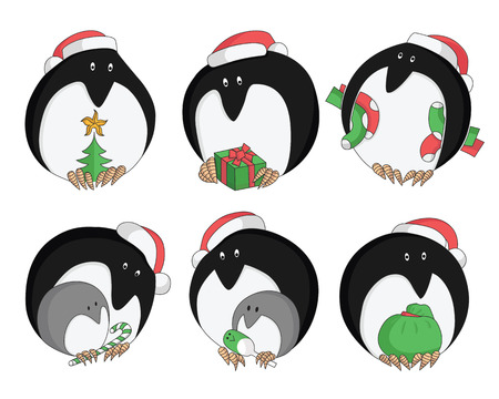 Christmas penguin with giftsのイラスト素材