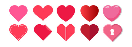 Collection of Heart Vector - Perfect Love symbol. Valentine's Day sign in flat design for graphic and web designのイラスト素材