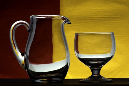 glass goblets on a colored backgroundの写真素材