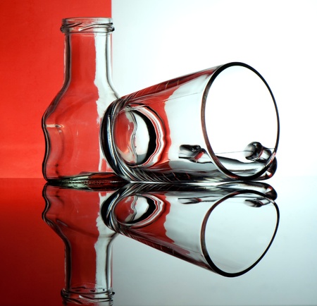 Glass goblets on a colored background abstractの写真素材