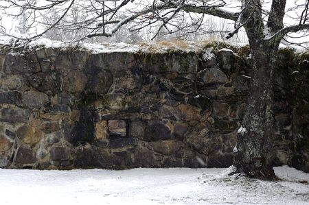 The ruins of an ancient fortress in Kajaani, Finlandの写真素材