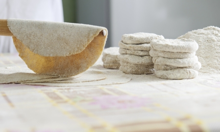 Ingredients for baking Karelian and Finnish pies with potatoesの写真素材