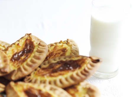 Traditional Karelian and Finnish cakes with potatoesの写真素材